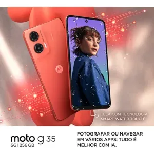Smartphone Motorola Moto G35 5g - 256gb 12gb (4gb Ram+8gb Ram Boost) E Camera 50mp Com Ai Nfc Tela 6.7 Com Superbrilho - Coral - Vegan Leather - imagem 7