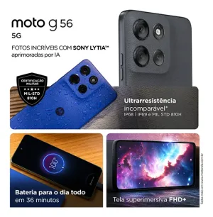 Smartphone Motorola Moto G56 5g - 256gb 16gb (8gb Ram+8gb Ram Boost) Camera 50mp Sony Lytia 600 Ultrarresistencia Militar e Ip68 + Ip69 - Cinza - imagem 5