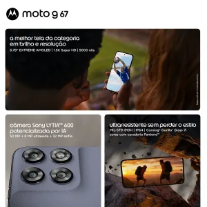 Smartphone Motorola Moto G67 5g - 128gb 12gb (4gb Ram + 8gb Ram Boost) Camera 50mp Sony Lytia 600, Tela 1.5k Extreme Amoled 120hz, Ultrarresistente - Chumbo - imagem 9